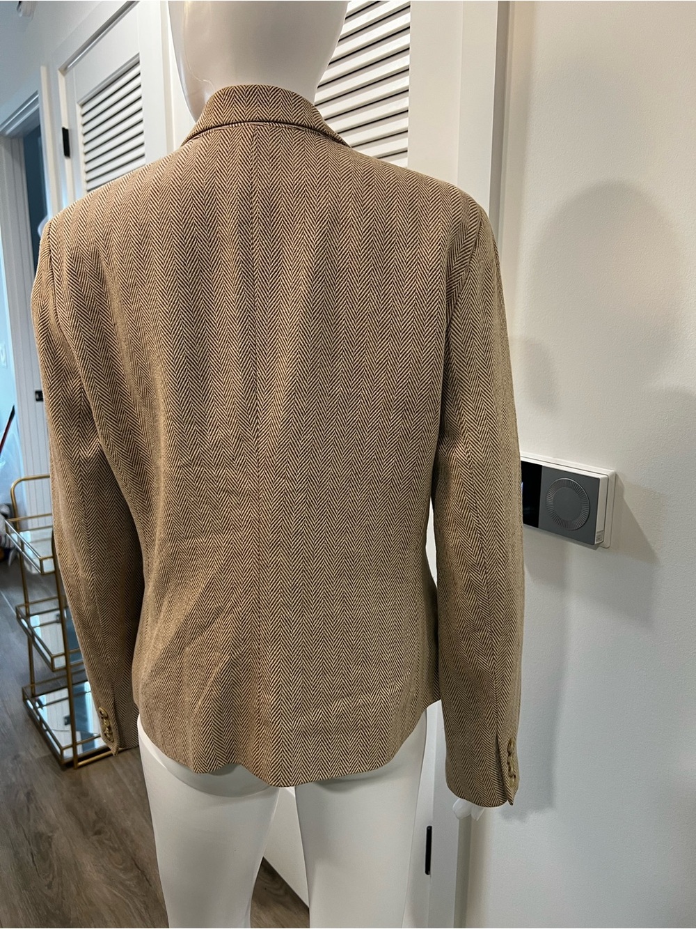 Chaps Womens Beige Herringbone Blazer Jacket - Picture 2 of 7